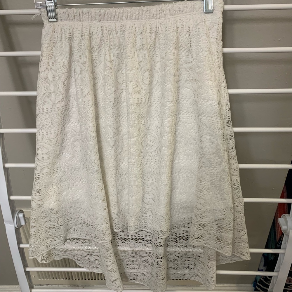 Maurices White Lace High-Low Skirt